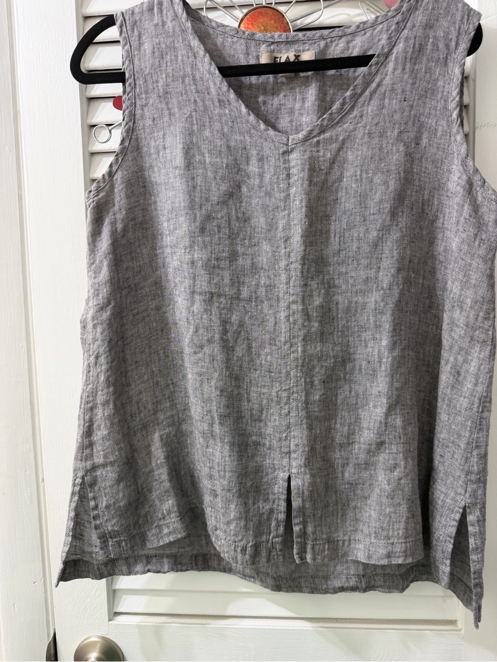 Flax Gray Linen V-Neck Sleeveless small Top